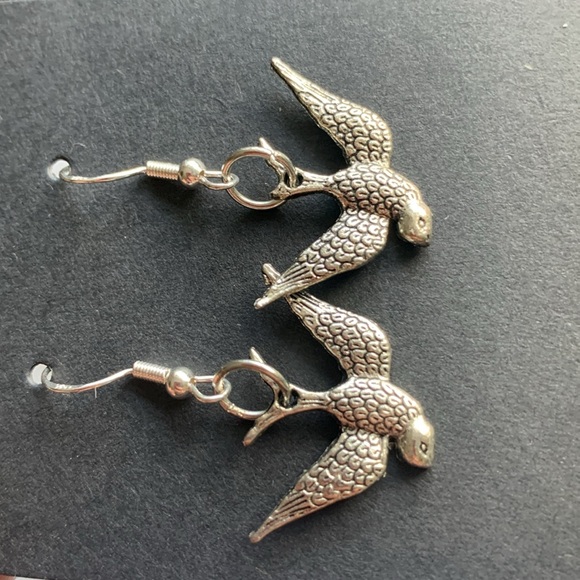Birds earrings sterling silver hooks Artisan - Picture 3 of 9